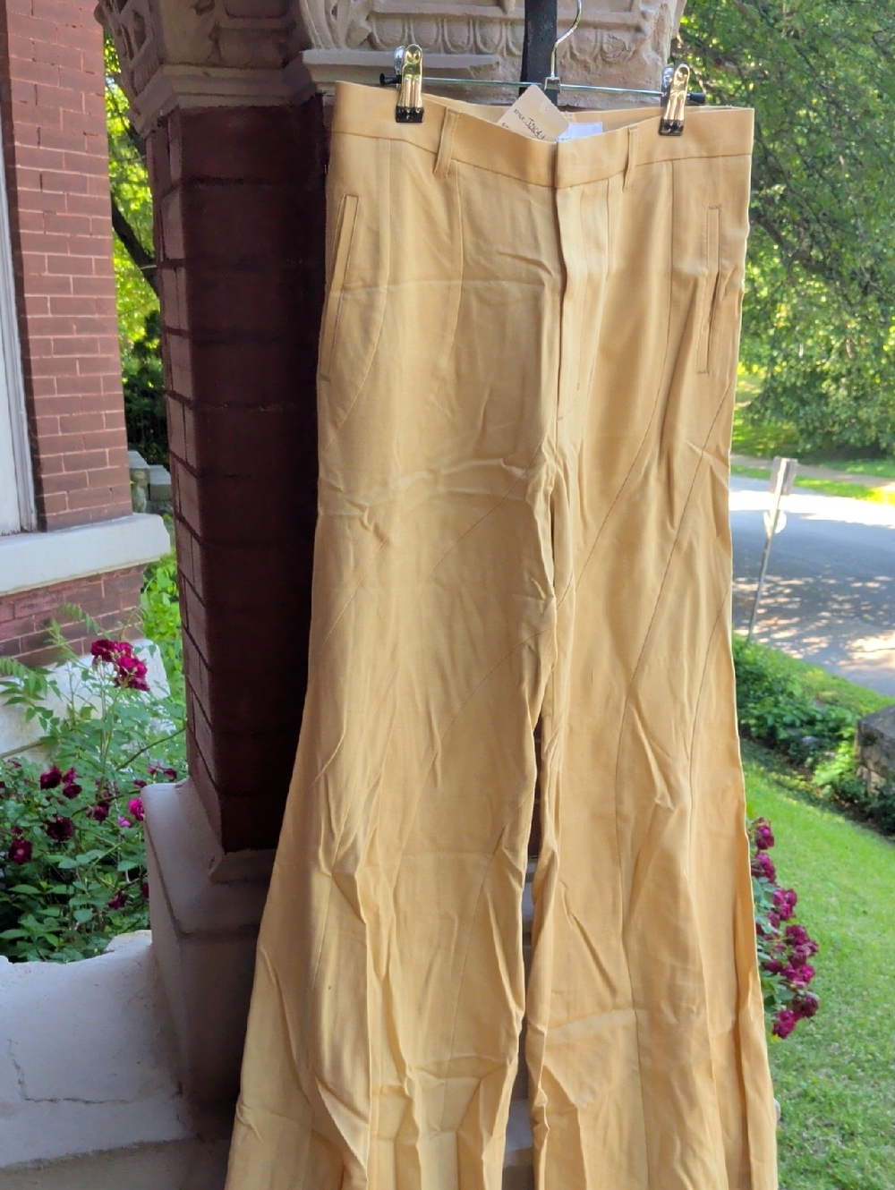 AKIRANAKA Nwt $960 Yellow Tan Wide-Leg High-Rise Pants